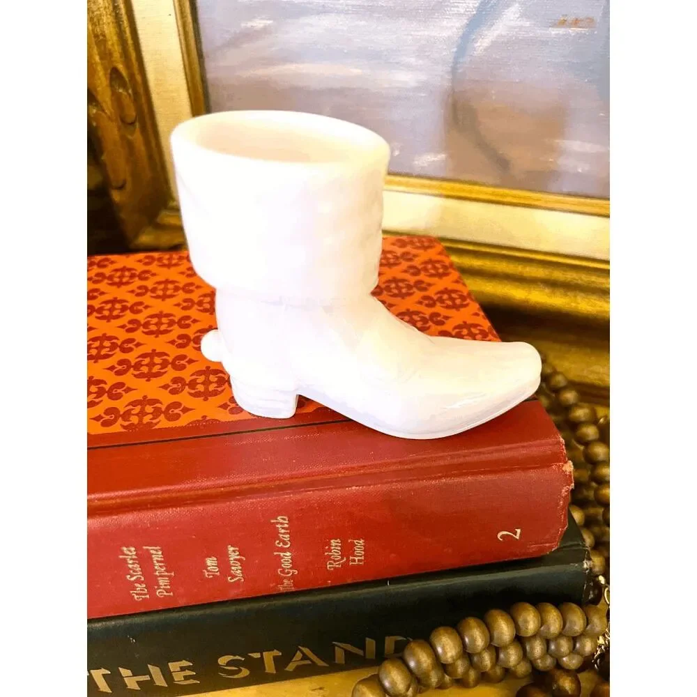 Mosser Tuscon Pink Glass Cowboy Boot Shot Glass 1.25 oz Western Barware 3 Inch N
